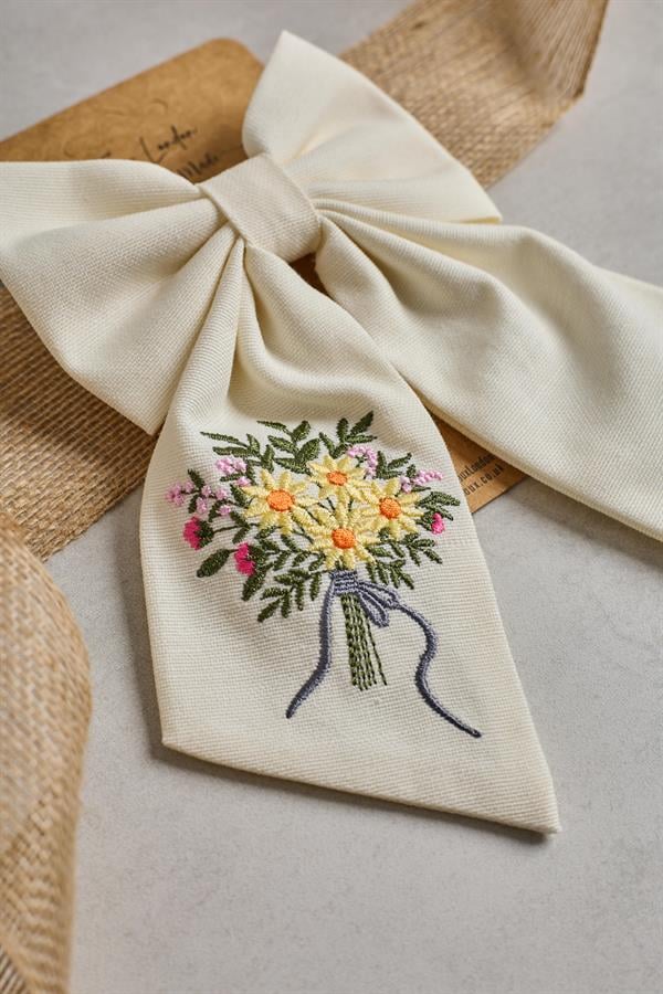 Bouquet Embroidery Bow Tie