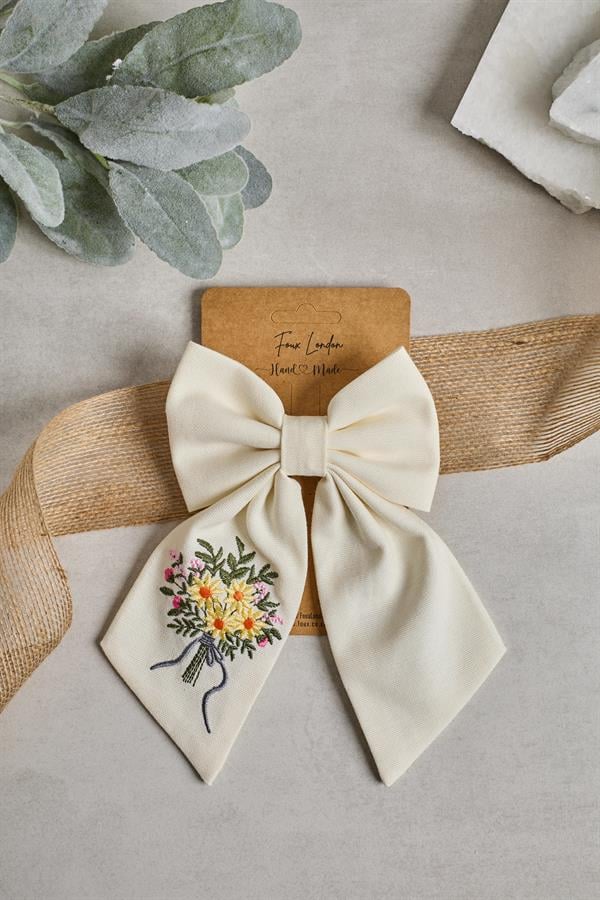 Bouquet Embroidery Bow Tie