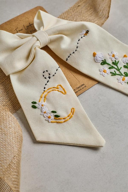 C Embroidered Bee Bow Tie