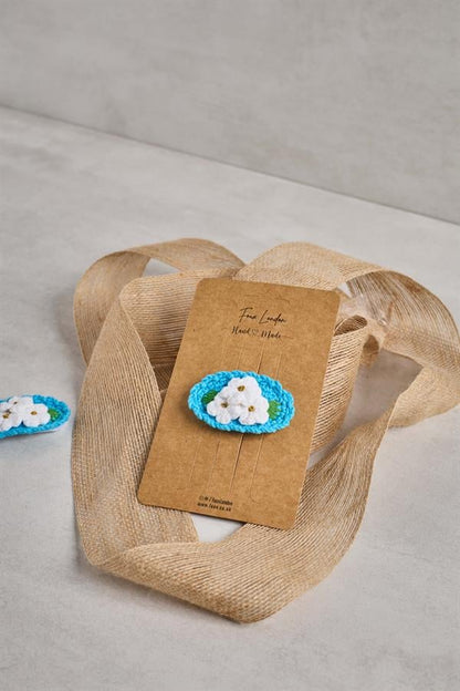 Wreath Blue Crochet Clips