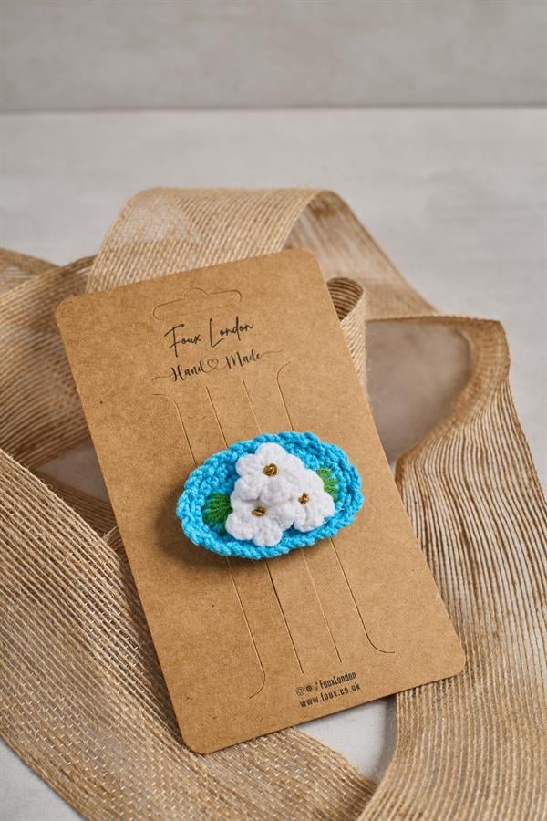 Wreath Blue Crochet Clips