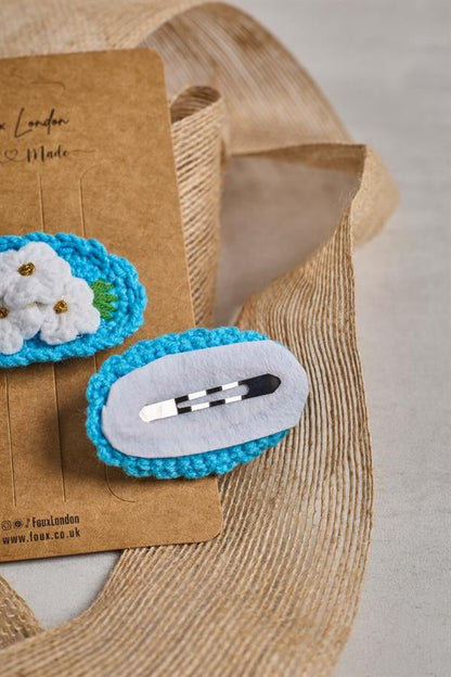 Wreath Blue Crochet Clips