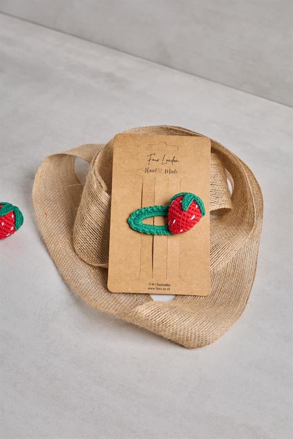 Strawberry 3D Crochet Clips