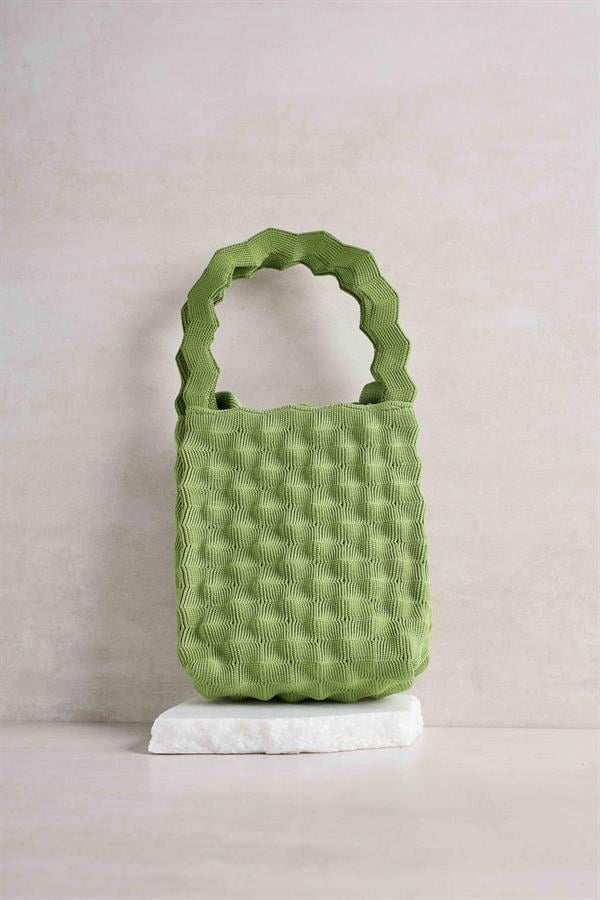 Grass Green Bubble Knitted Bag