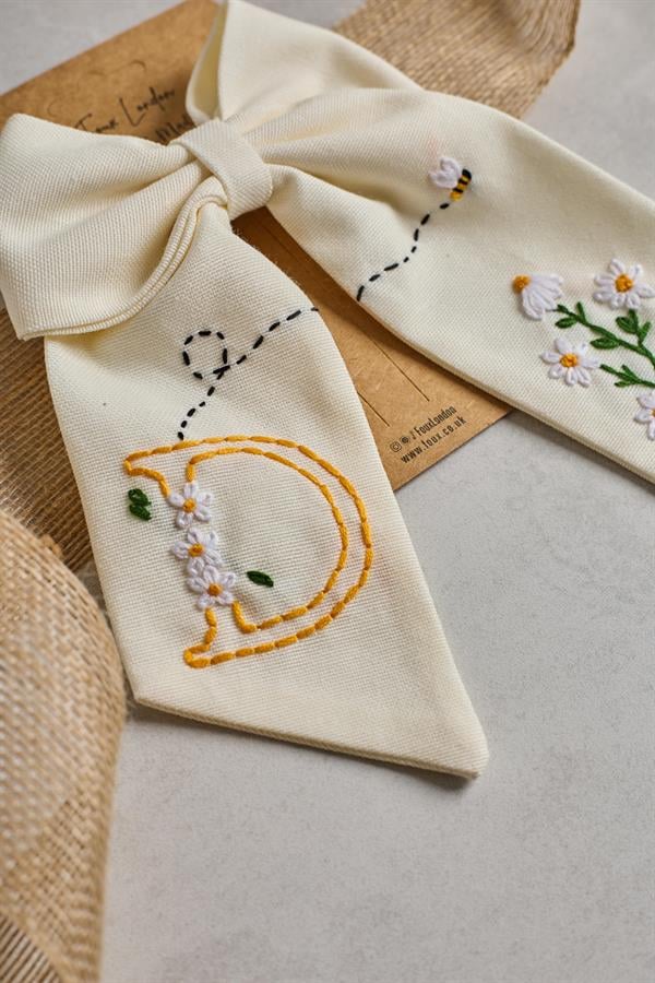 D Embroidered Bee Bow Tie