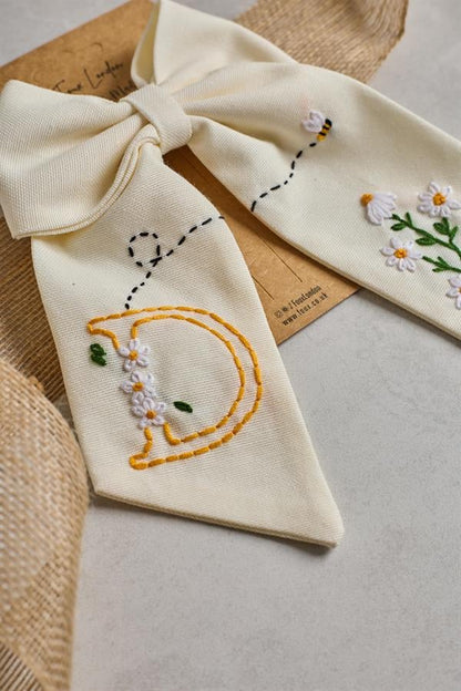 D Embroidered Bee Bow Tie