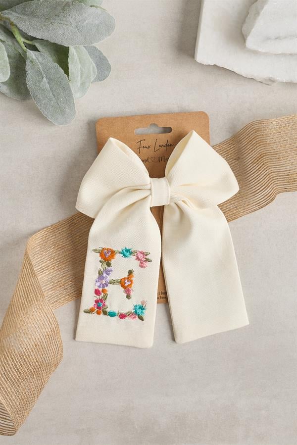 Letter Hand Embroidered Bow Tie