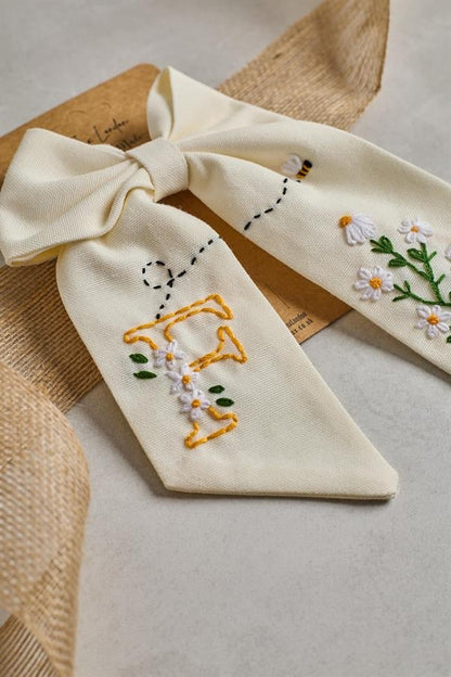 F Embroidered Bee Bow Tie