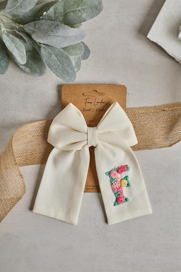 F Embroidered Bow Tie