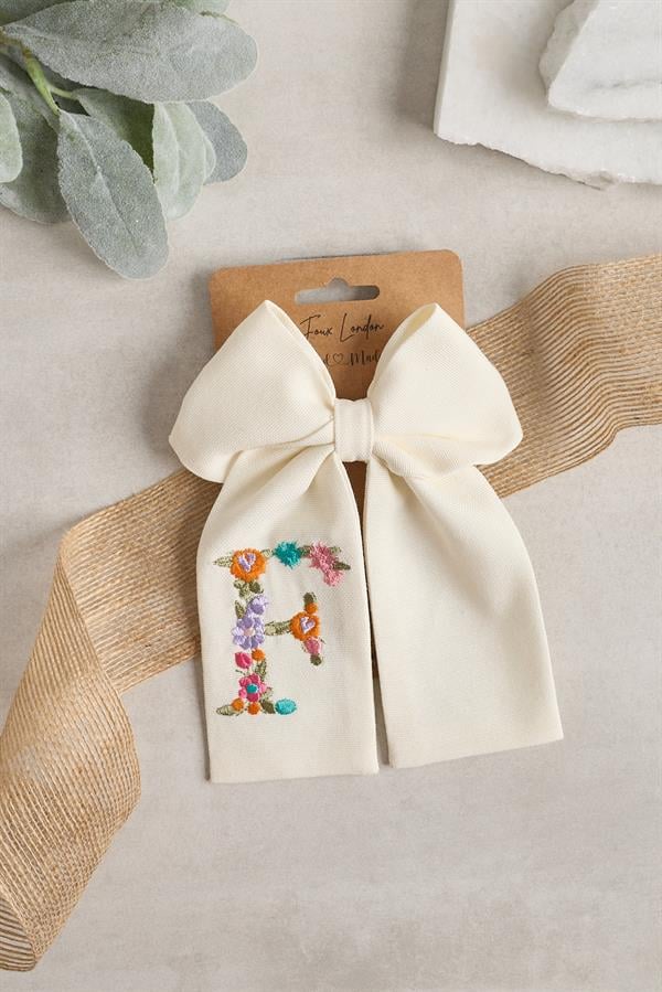 F Embroidered Bow Tie