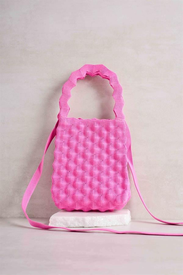Fuchsia Bubble Knitted Bag