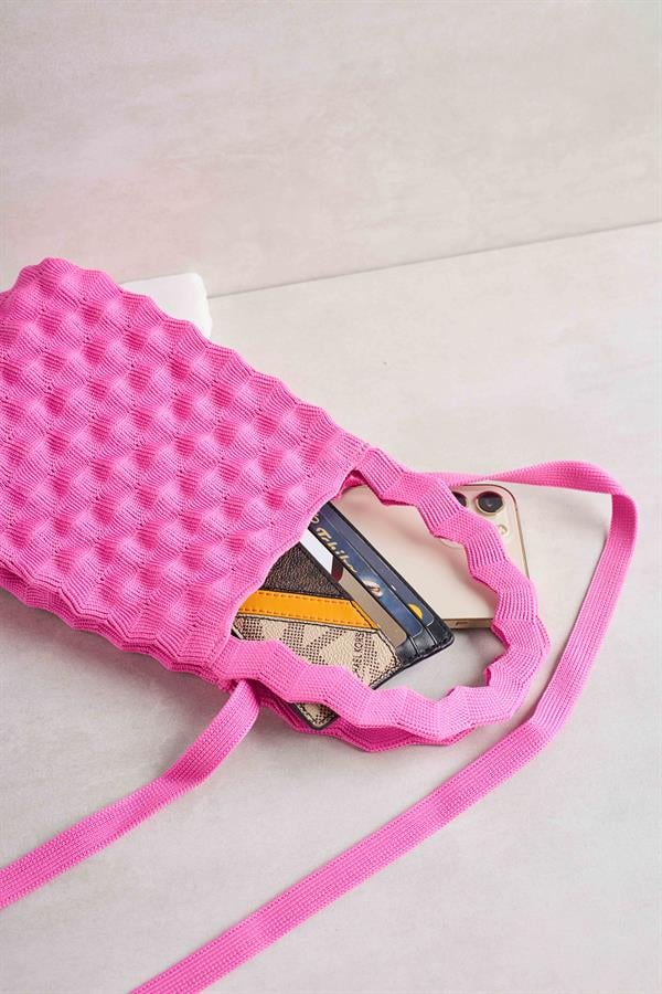 Fuchsia Bubble Knitted Bag