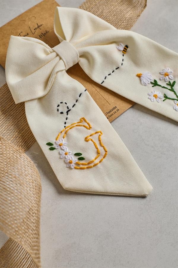 G Embroidered Bee Bow Tie