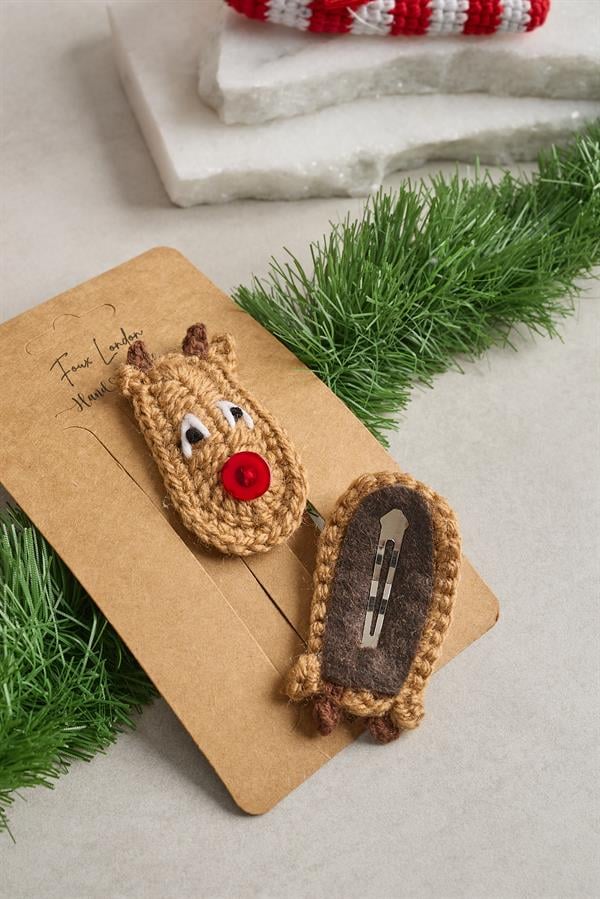 Reindeer Crochet Clips