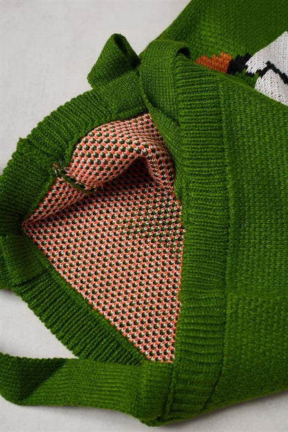 Guitar Cat Knitted Tote Bag