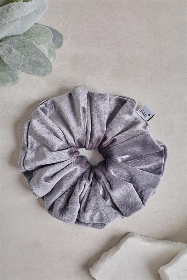Gray Velvet Scrunchie