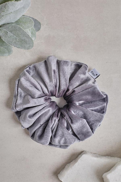 Gray Velvet Scrunchie