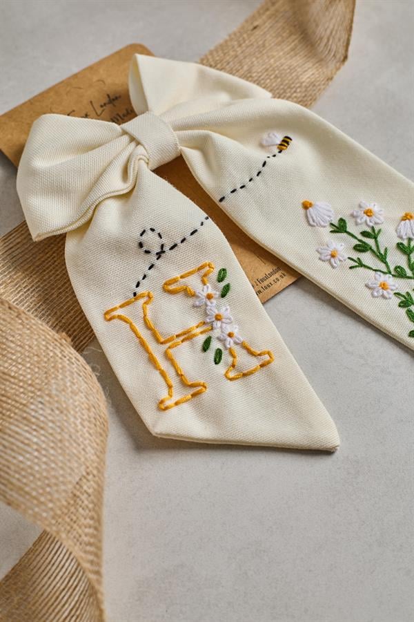 H Embroidered Bee Bow Tie