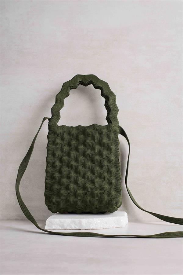 Khaki Bubble Knitted Bag