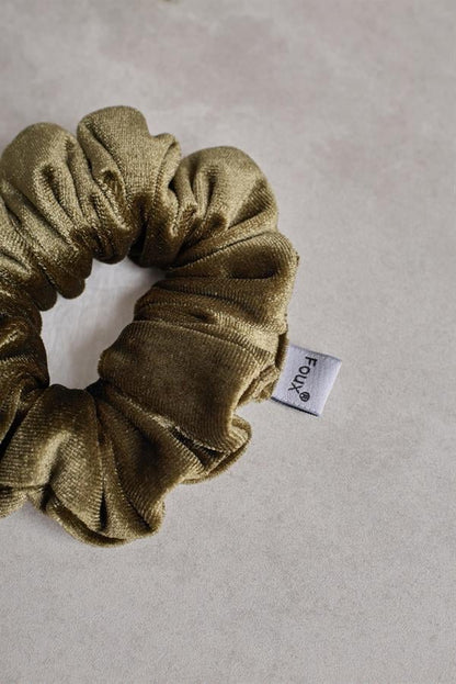 Khaki Velvet Small Scrunchie
