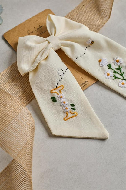 Letter Hand Embroidered Bee Bow Tie