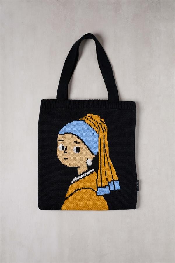 Girl with Pearl Earring Knitted Tote Bag