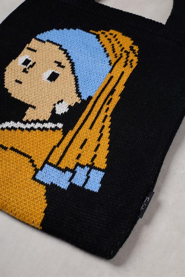 Girl with Pearl Earring Knitted Tote Bag