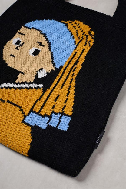 Girl with Pearl Earring Knitted Tote Bag