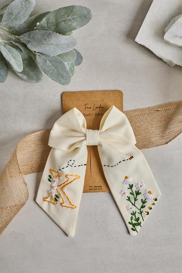 K Embroidered Bee Bow Tie