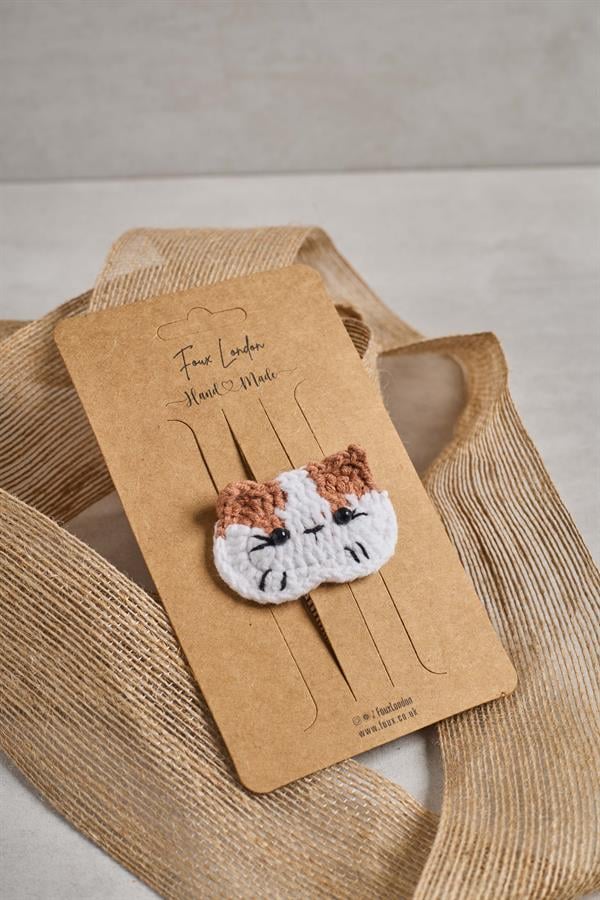 Brown Cat Crochet Clips