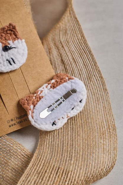 Brown Cat Crochet Clips