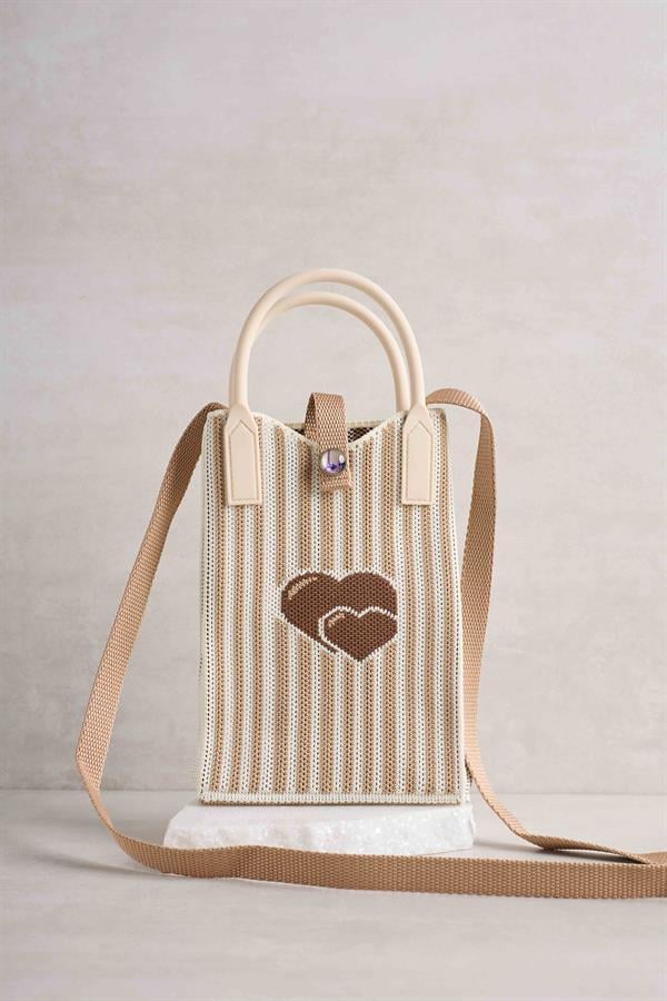 Heart Bag with Brown Stripe