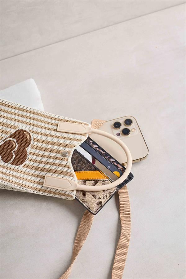 Heart Bag with Brown Stripe