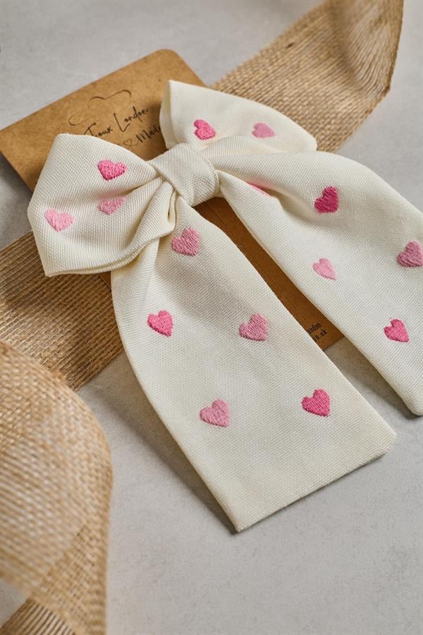 Heart Embroidery Bow Tie
