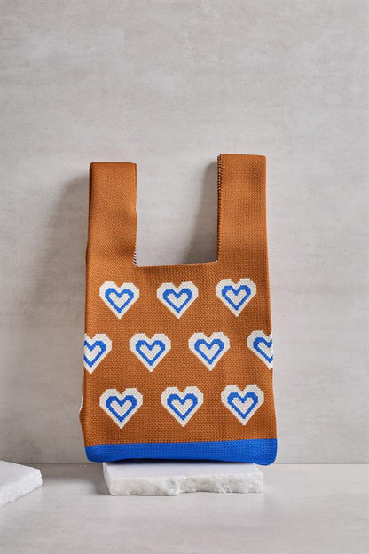 Heart Camel Knitted Tote Bag