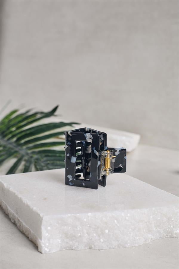Square Black Acetate Claw