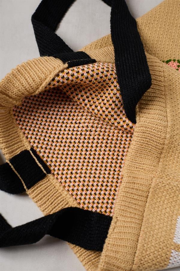 Cat & Butterfly Knitted Tote Bag