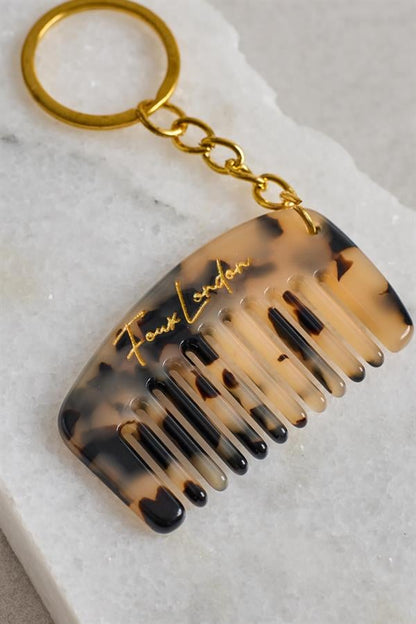 Acetate Comb Leopard Keychain