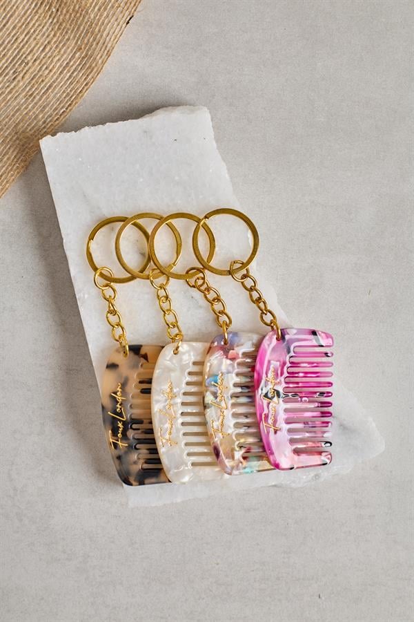Acetate Comb Leopard Keychain