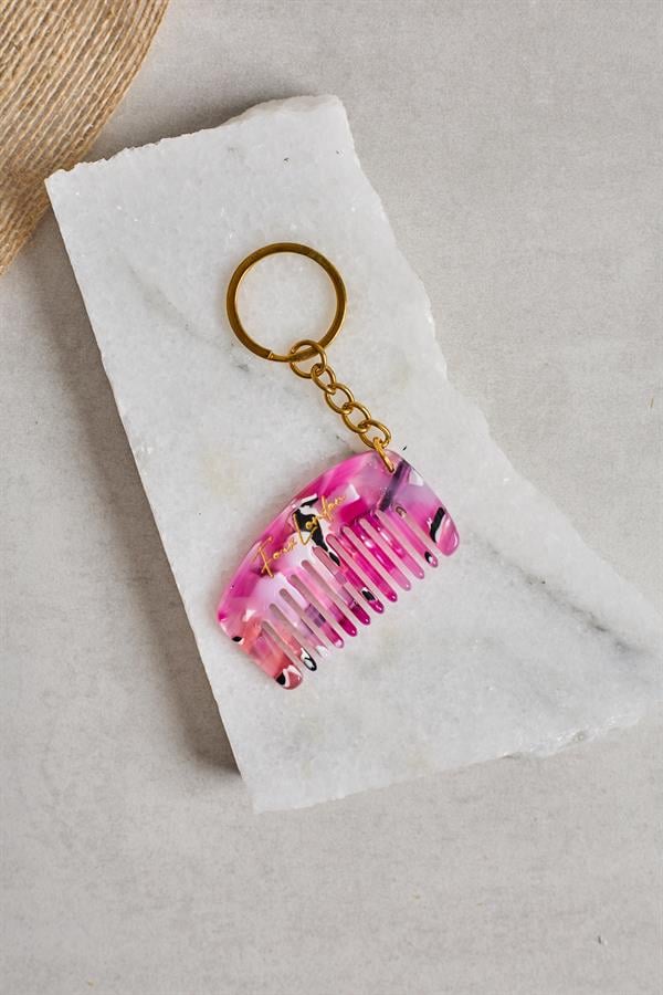 Acetate Scallop Pink Keychain