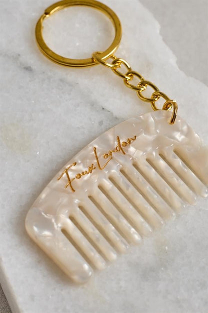 Acetate Comb Pearlescent Keychain