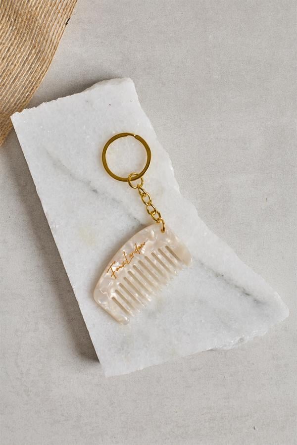 Acetate Comb Pearlescent Keychain