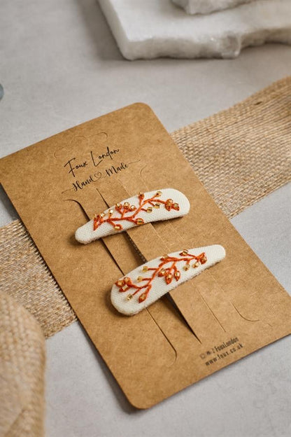 Tile Bead Embroidered Crochet Clips