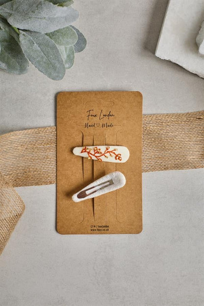 Tile Bead Embroidered Crochet Clips