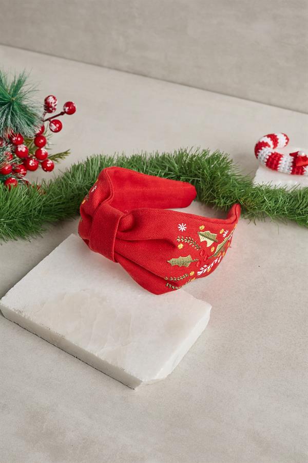 Red Cane Embroidered Headband