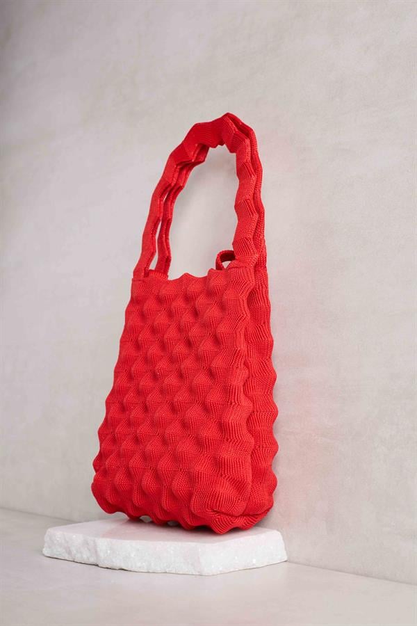 Red Bubble Knitted Bag