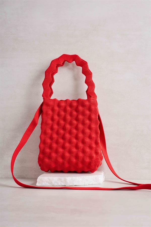 Red Bubble Knitted Bag