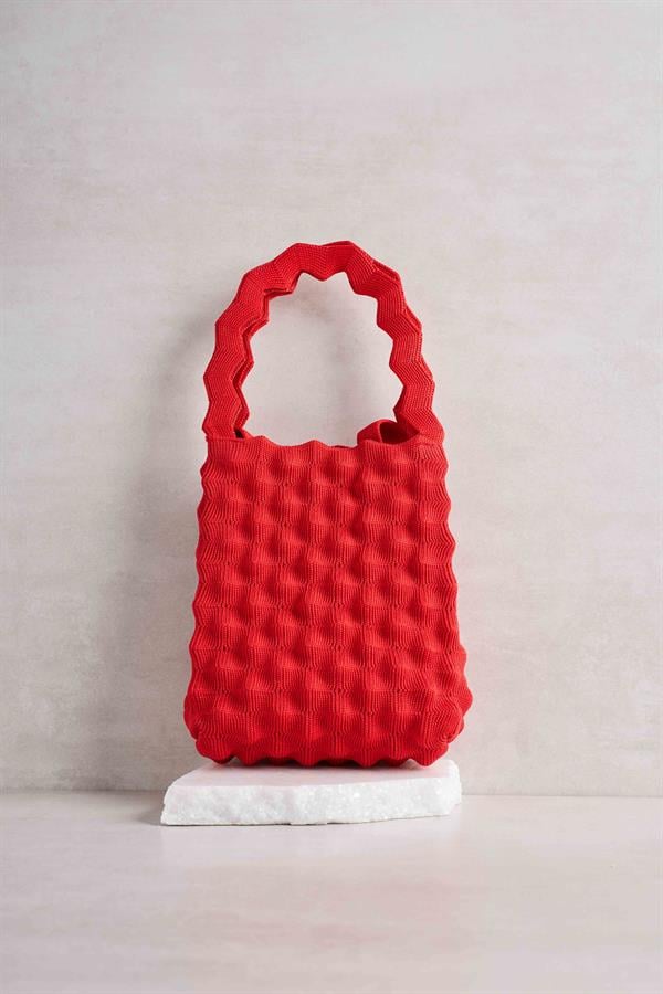 Red Bubble Knitted Bag