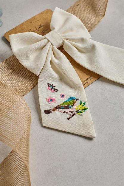 Bird Embroidered Bow Tie
