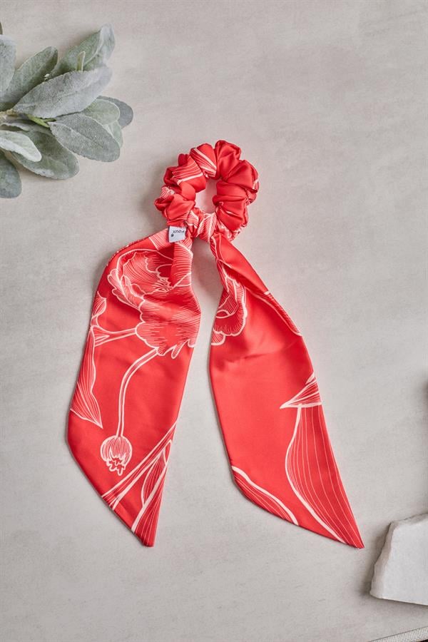 Tailed Carmine Scrunchie